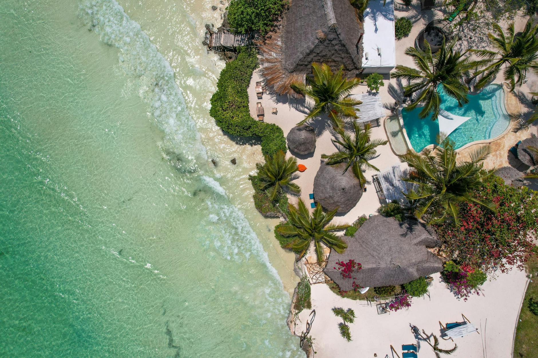 top view of a tropical resort on zanzibar tanzania