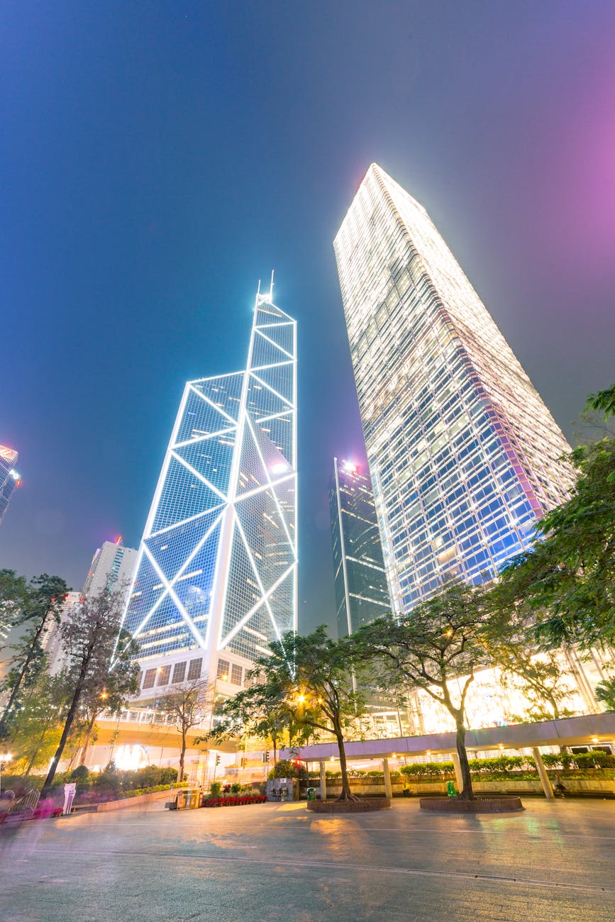 bottom view of high rise buildings