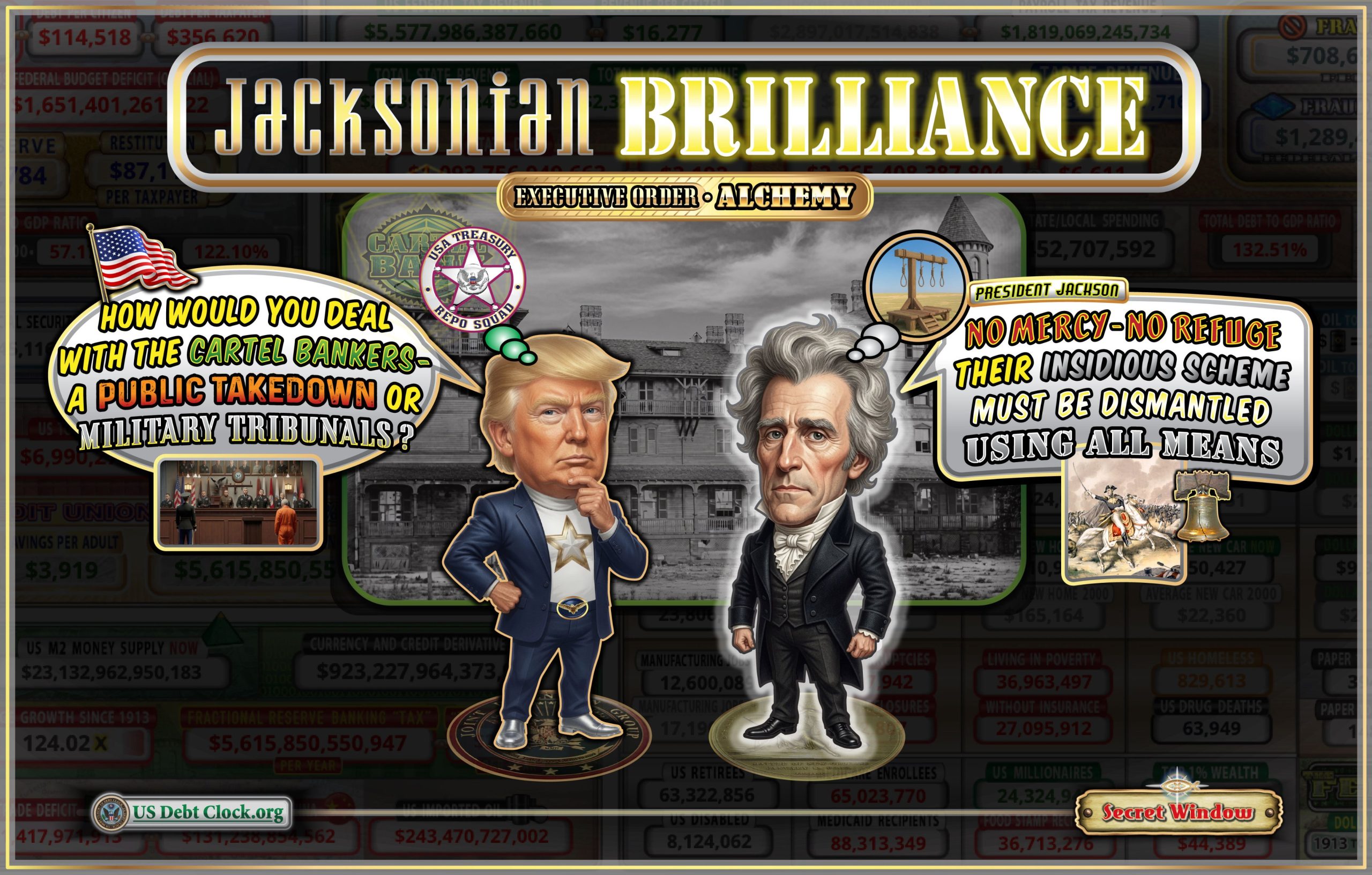Jacksonian Brilliance: US Debt Clock Brings DJT Back for the Third Act