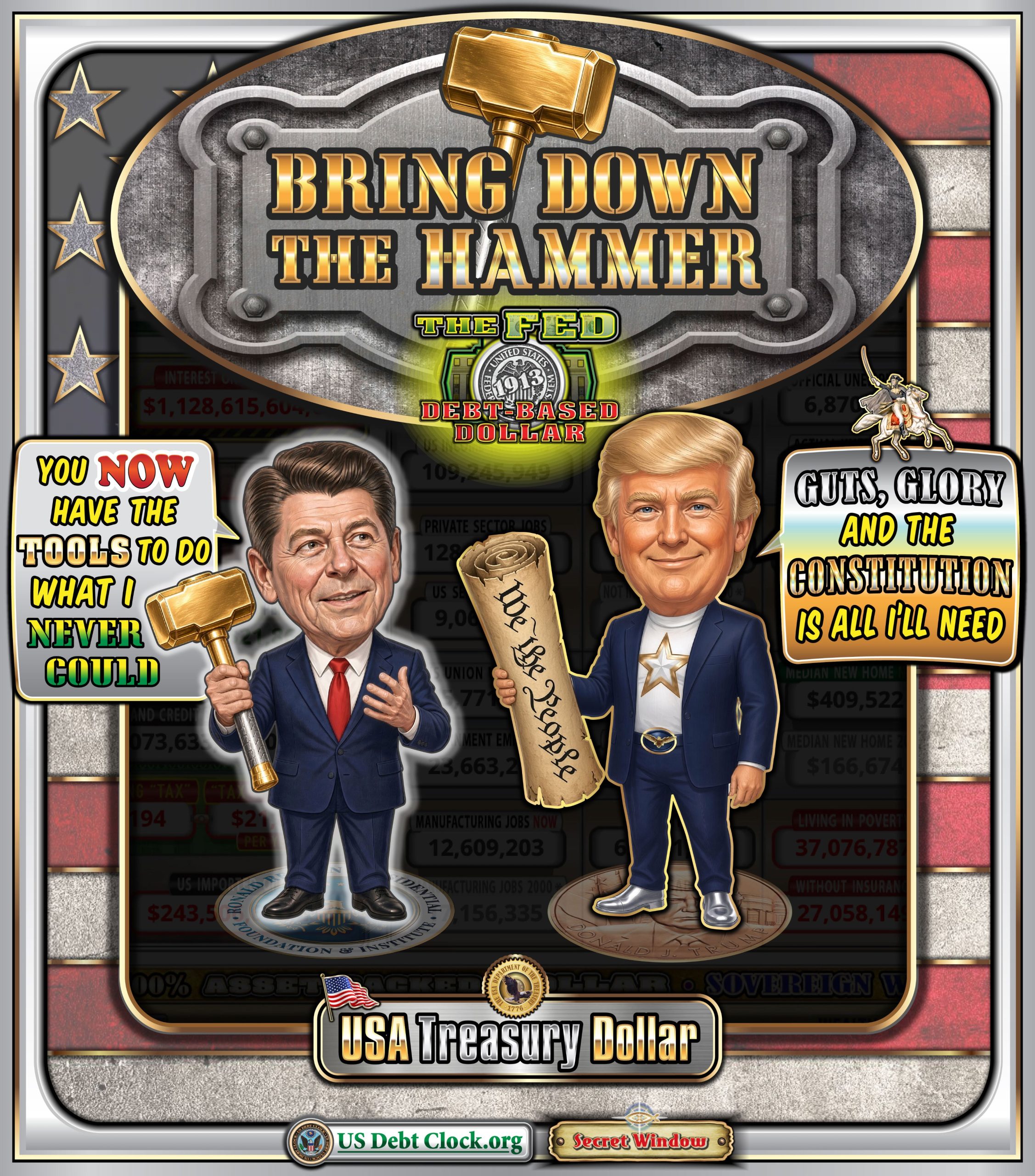 Bring Down the Hammer: US Debt Clock Invokes Reagan, the Constitution, and the Treasury Dollar