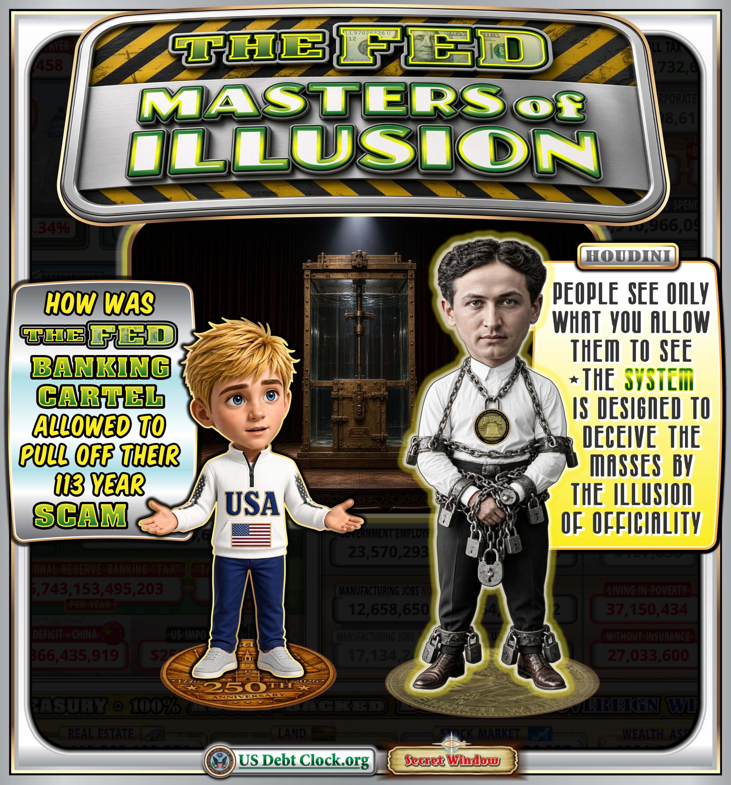 Masters of Illusion: US Debt Clock Exposes the 113-Year Fed Money Mystery